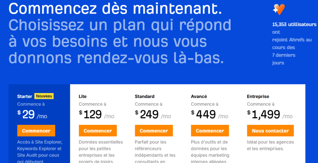 Alternatives à SEMRUSH: Ahrefs