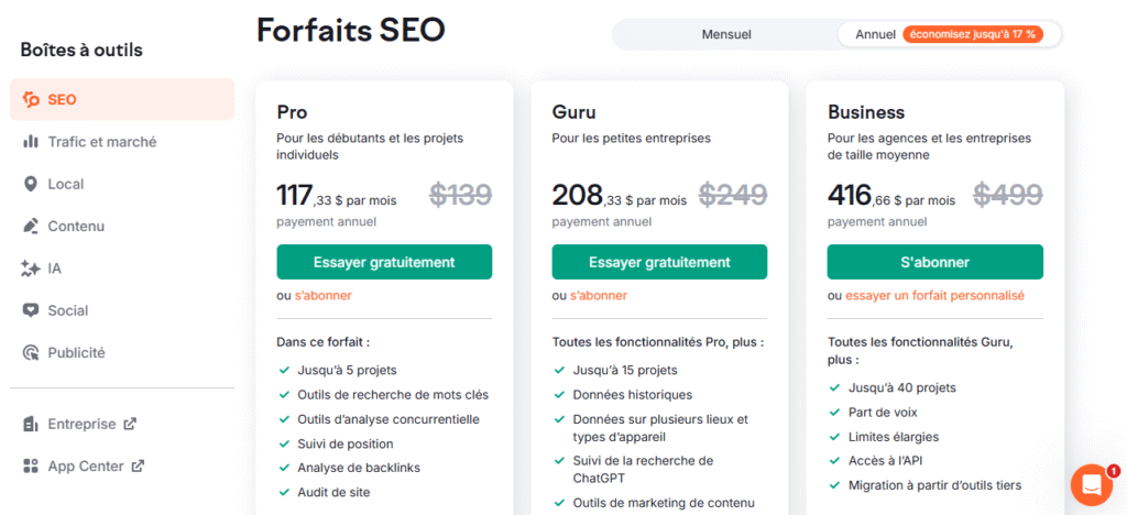 SEMrush vs Ranxplorer : SEMrush tarif