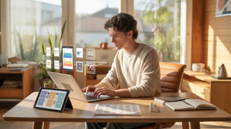 formations digitales - Jeune homme travaillant sur un ordinateur.