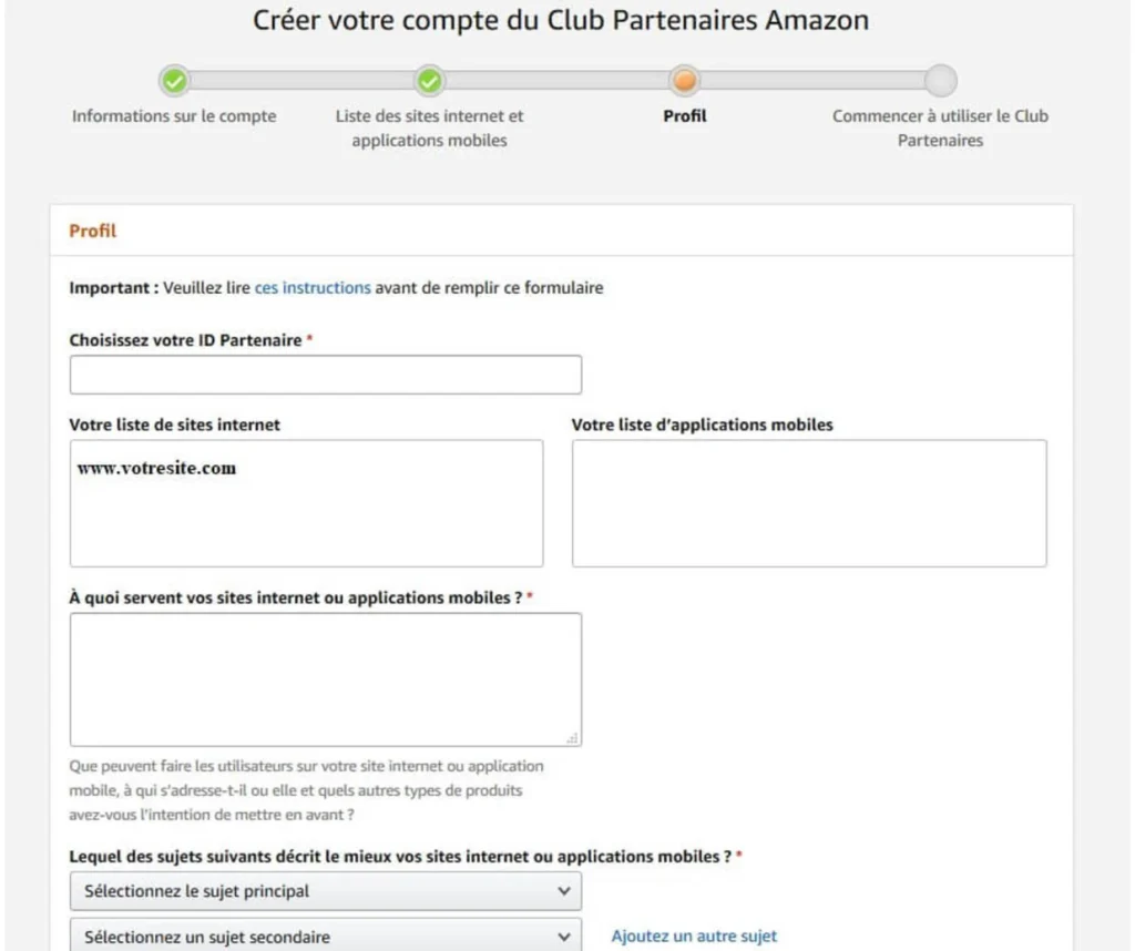 amazon partenaire profil