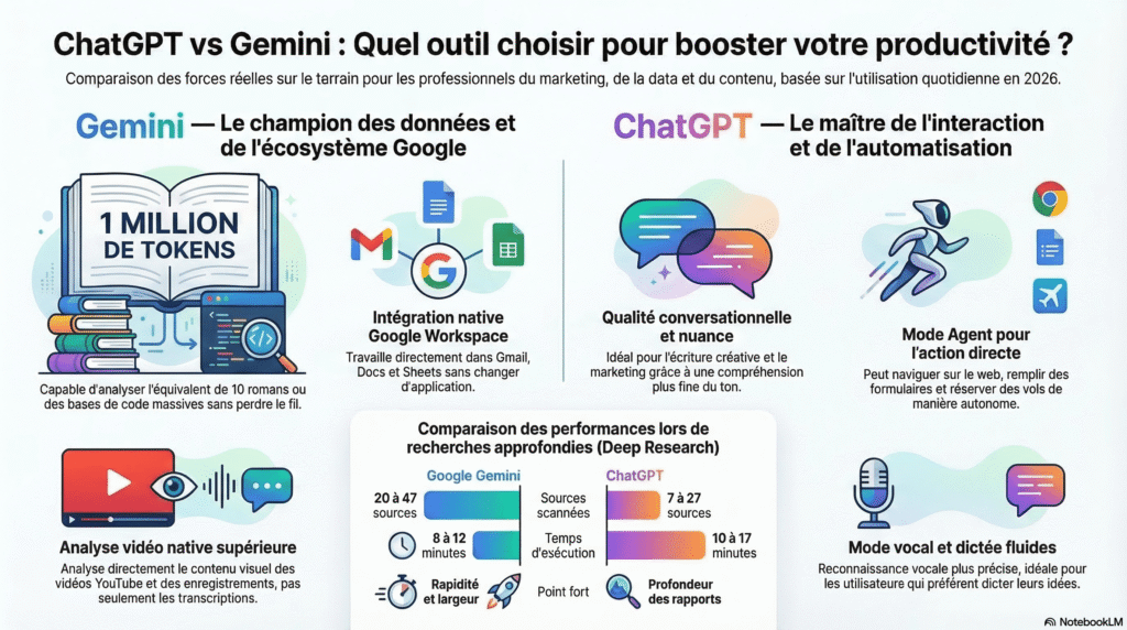 Gemini vs ChatGPT en 2026 : Lequel choisir pour propulser votre Business en Ligne