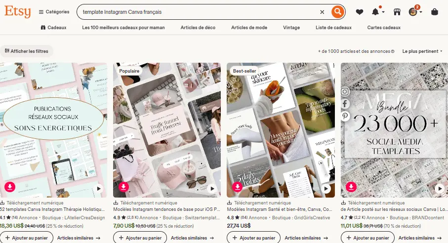 template Instagram Canva français
