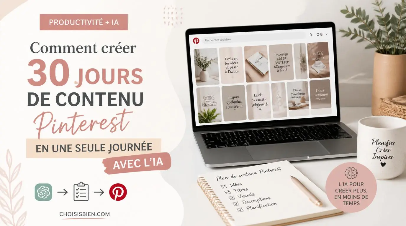 You are currently viewing Comment créer 30 jours de contenu Pinterest en une seule journée avec l&rsquo;IA