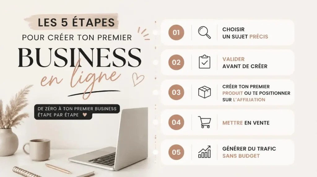 Les 5 étapes pour créer ton premier business en ligne