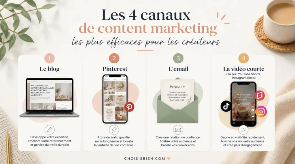 Les 4 canaux de content marketing les plus efficaces pour les créateurs
